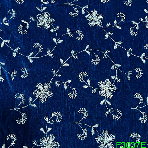 Zari Sequins Embroidered Velvet Fabric-F3037
